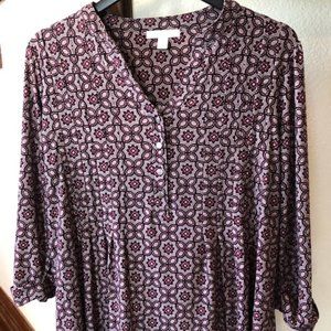 Westport | Popover Tunic | Brown, Burgundy & Pink | Size 1X